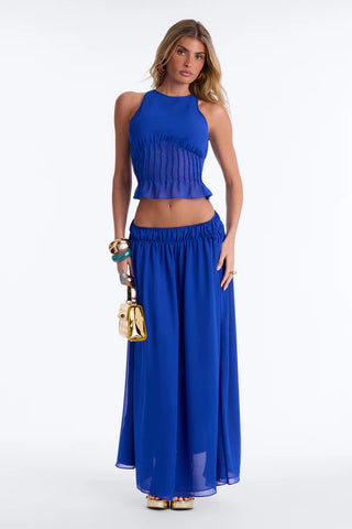 Rowan Chiffon Maxi Skirt Set - CobaltBlue