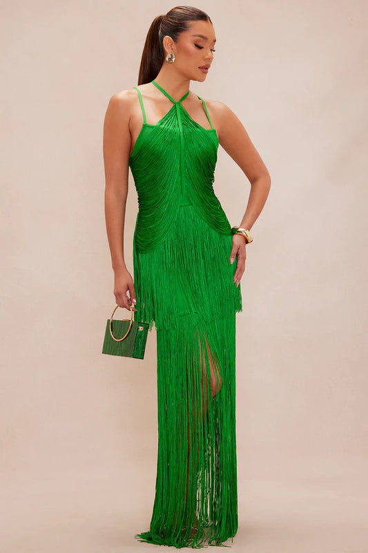 Julie Fringe Bandage Maxi Dress