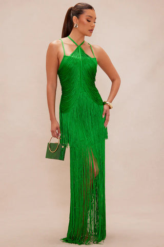 Julie Fringe Bandage Maxi Dress
