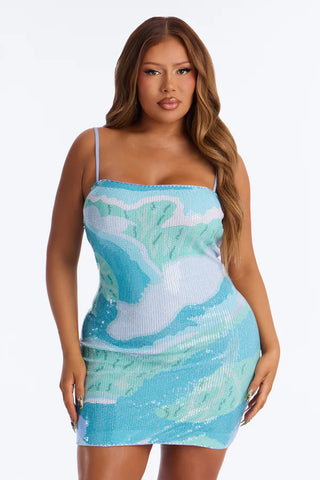 Sunset Sequin Abstract Mini Dress