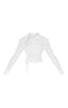 White Ruched Buckle Asymmetric Shirt