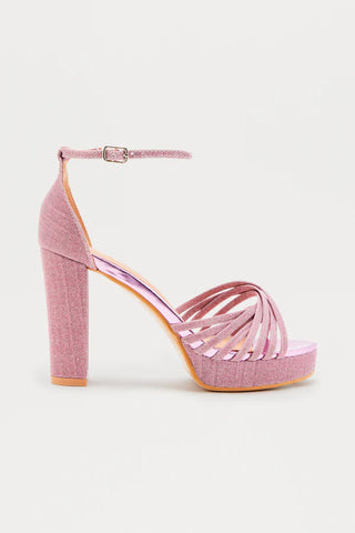 Wixie Rhinestone Glitter Heels - Pink