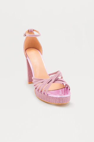 Wixie Rhinestone Glitter Heels - Pink