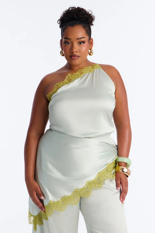 Valeria Satin Waist Scarf Wide Leg Jumpsuit