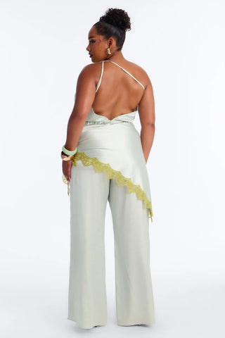 Valeria Satin Waist Scarf Wide Leg Jumpsuit