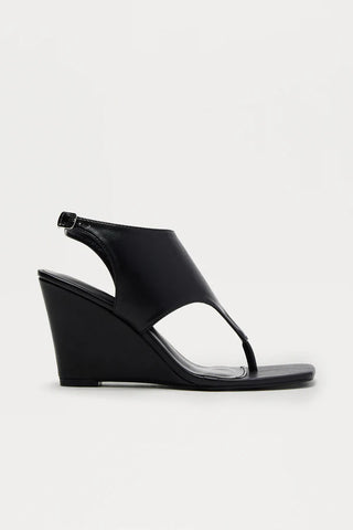 Idaline Ankle Strap Wedges - Black