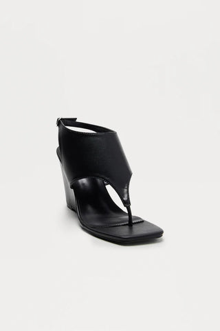 Idaline Ankle Strap Wedges - Black