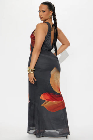 Claudia Backless Mesh Maxi Dress