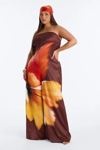Sara Satin Head Scarf And Jumpsuit