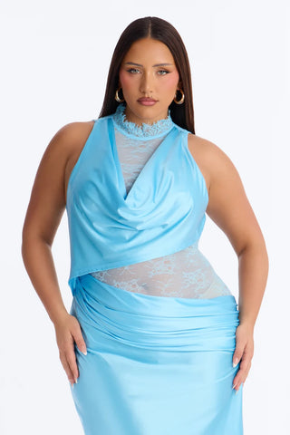A Night Off Satin Lace Gown