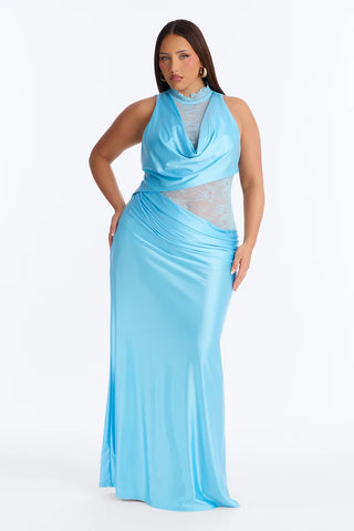 A Night Off Satin Lace Gown