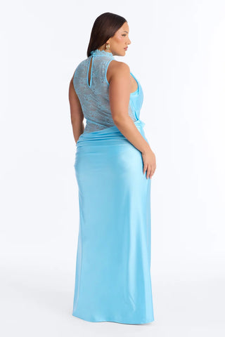 A Night Off Satin Lace Gown