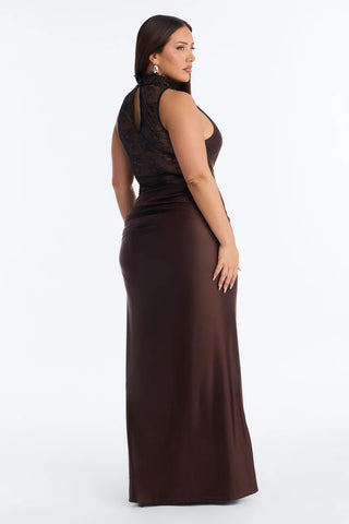 A Night Off Satin Lace Gown