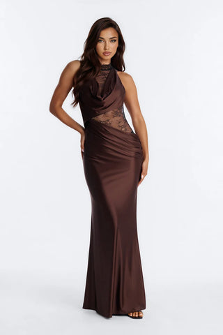 A Night Off Satin Lace Gown