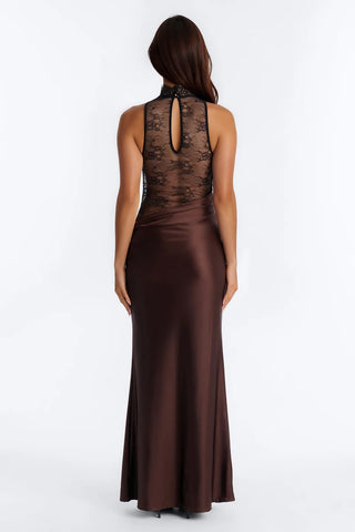 A Night Off Satin Lace Gown