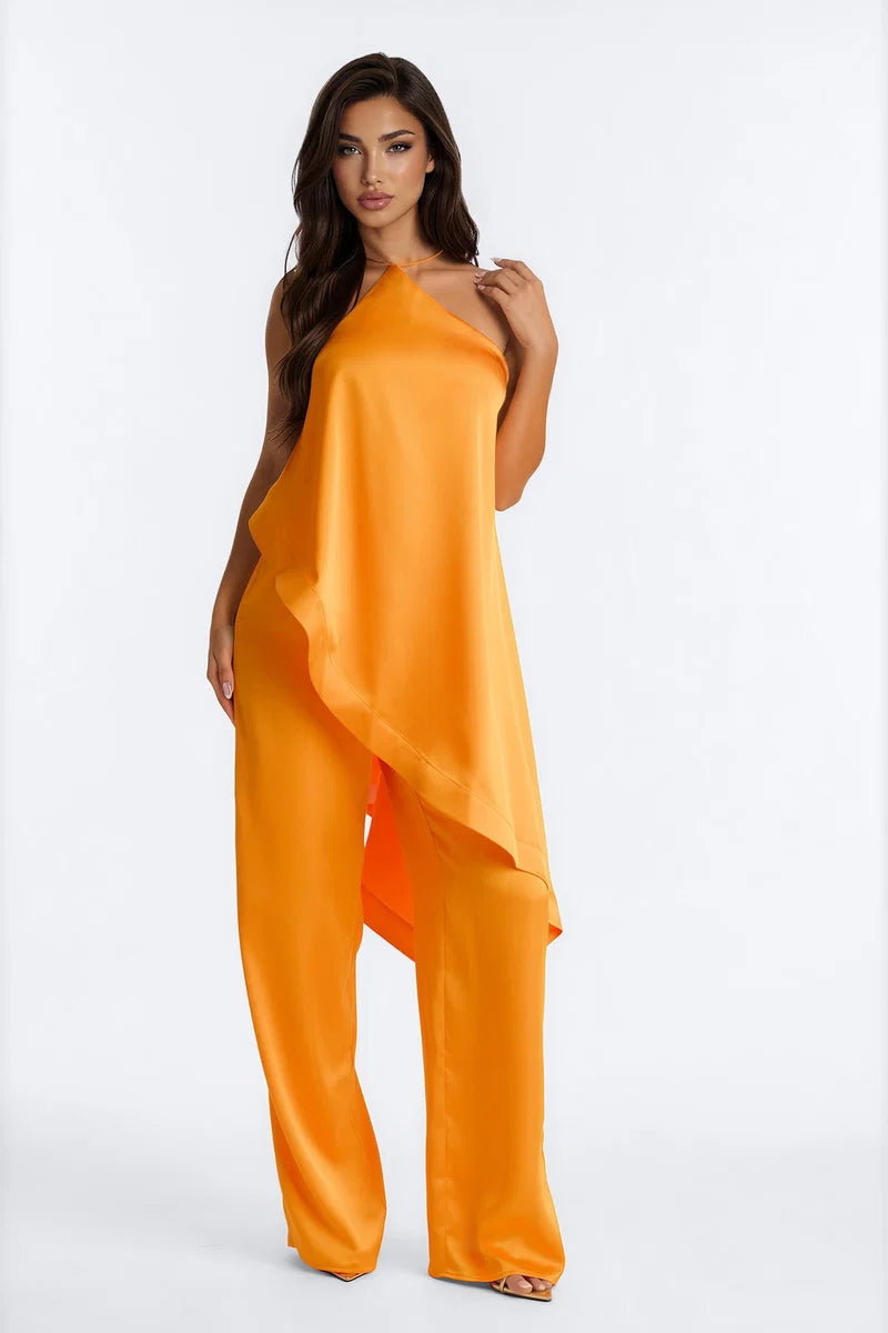Veena Satin Asymmetrical Jumpsuit