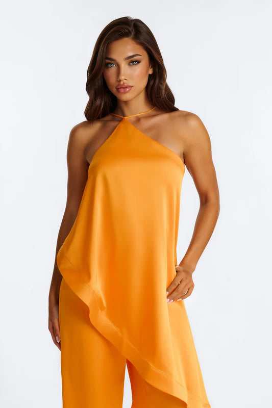 Veena Satin Asymmetrical Jumpsuit
