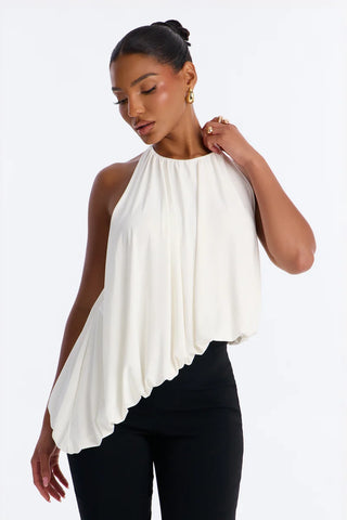 Selena Ruched Asymmetrical Halter Top