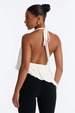 Selena Ruched Asymmetrical Halter Top