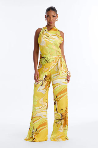 Celia 2 Piece Satin Waist Scarf Jumpsuit