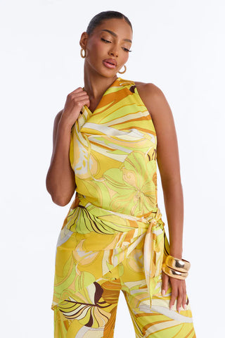 Celia 2 Piece Satin Waist Scarf Jumpsuit