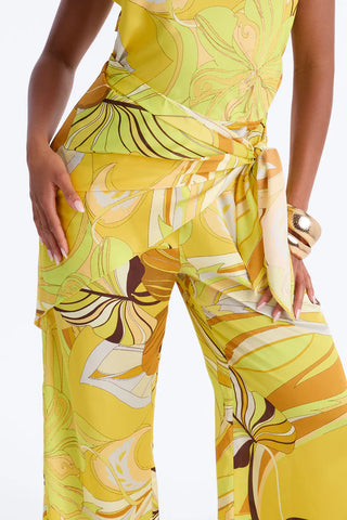 Celia 2 Piece Satin Waist Scarf Jumpsuit