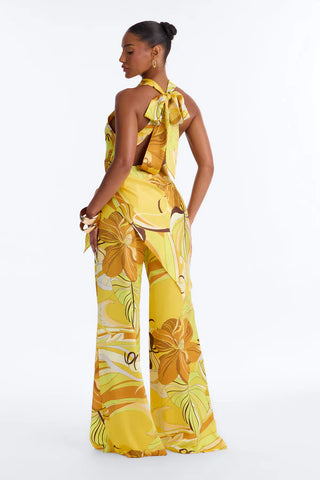 Celia 2 Piece Satin Waist Scarf Jumpsuit