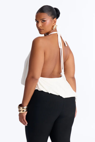 Selena Ruched Asymmetrical Halter Top