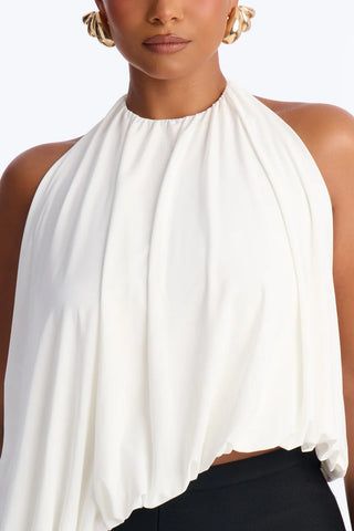 Selena Ruched Asymmetrical Halter Top