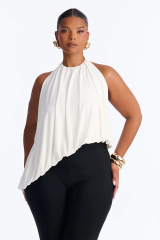 Selena Ruched Asymmetrical Halter Top