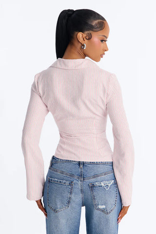 Modern Girl Ruched Pinstripe Top