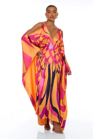 Resort And Repeat Satin Kaftan Dress