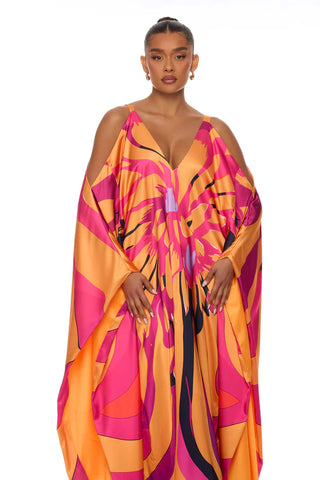 Resort And Repeat Satin Kaftan Dress