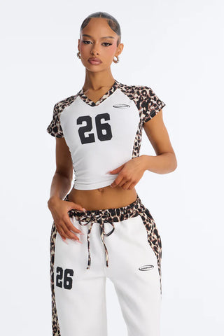 Piper Leopard Wide Leg Fleece Lounge Set - White/combo