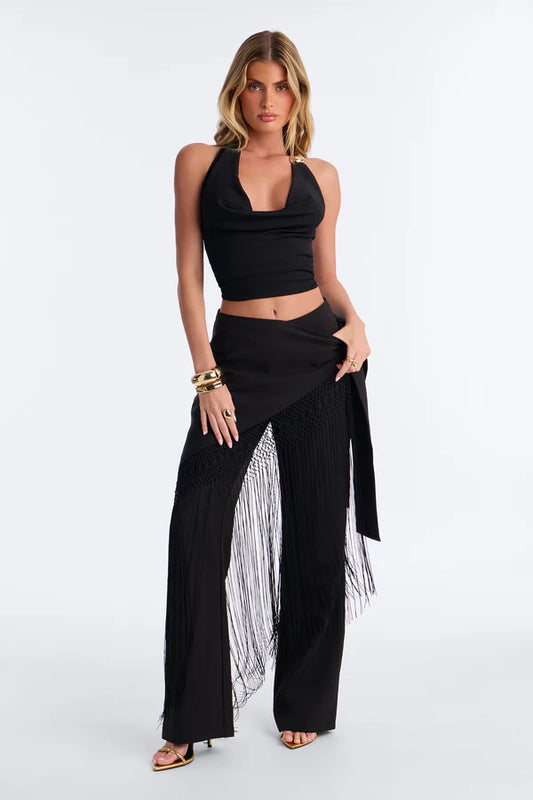 Willow Wrap Fringe Straight Leg Trouser