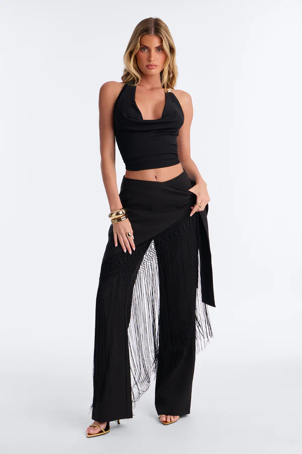 Willow Wrap Fringe Straight Leg Trouser