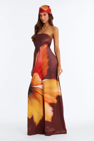 Sara Satin Head Scarf And Jumpsuit
