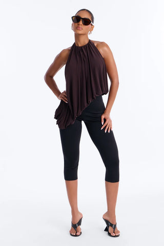 Selena Ruched Asymmetrical Halter Top