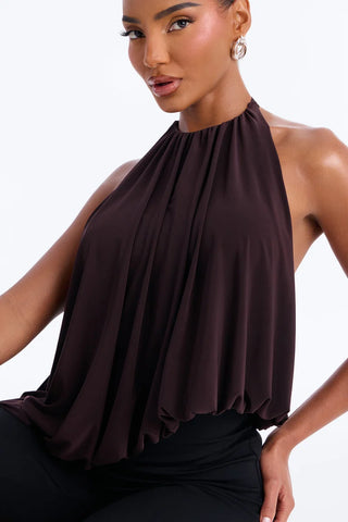 Selena Ruched Asymmetrical Halter Top