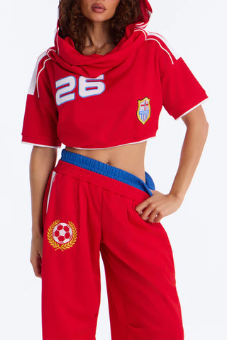 First Draft Pick Hooded Pant Set - Red