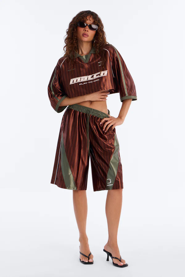 Play To Win Jort Set - Brown/combo