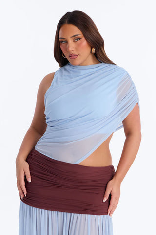 Delilah Draped Mesh Maxi Dress