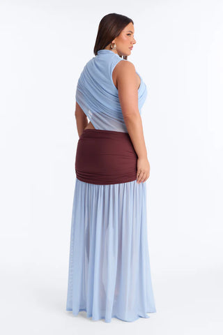 Delilah Draped Mesh Maxi Dress