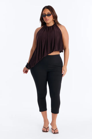 Selena Ruched Asymmetrical Halter Top