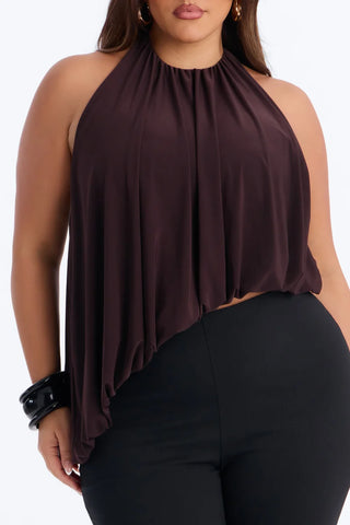 Selena Ruched Asymmetrical Halter Top