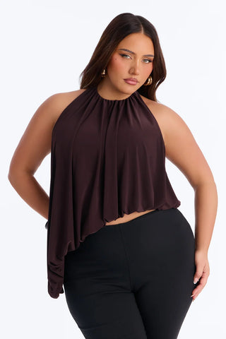 Selena Ruched Asymmetrical Halter Top