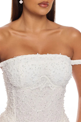 Ring On It Embellished Lace Gown - White