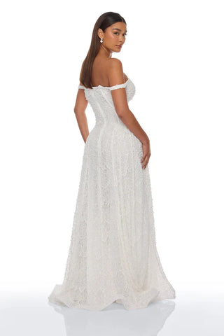 Ring On It Embellished Lace Gown - White