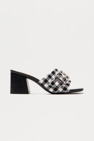 Savy Buckle Gingham Mules