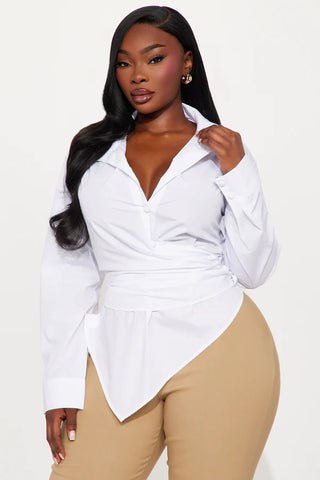 Late For Work Asymmetrical Poplin Shirt